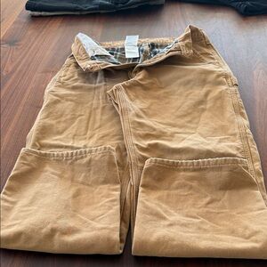 Carhartt Men's Khaki Chinos with Plaid Lining33x30